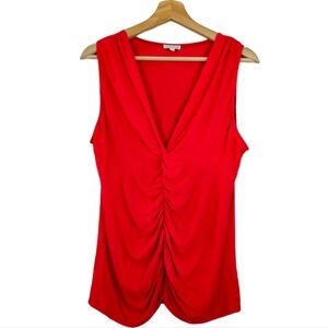 Boston Proper Candy Apple Red Rouched Sleeveless Top